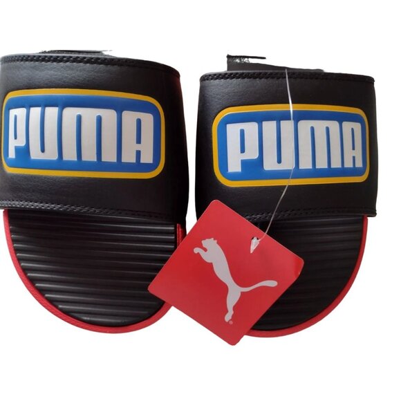 Puma Cool Cat Alumni Retro Black Red Blue Yellow Slides Sandals Mens 12 - Picture 3 of 9
